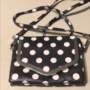 Black & White Polka Dot Crossbody Purse